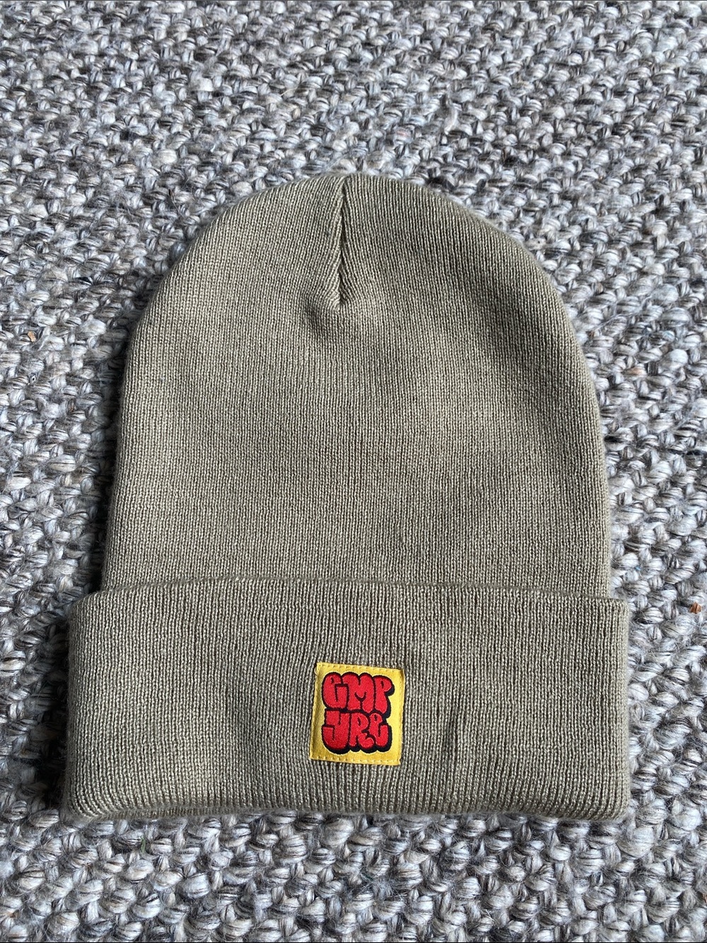 Empyre Olive Green Beanie with Yellow & Red Logo Patch